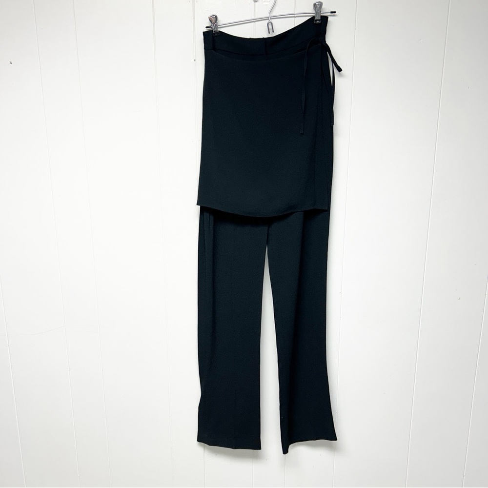 NWOT Atlein Black Pants with Side Panel Faux Skirt 36